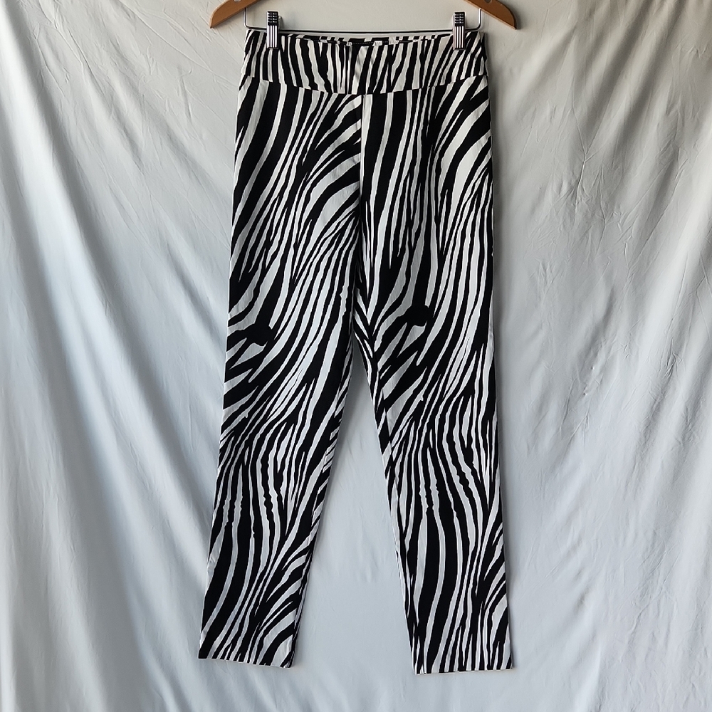 Krazy Larry Zebra Print Crop Stretchy Pants Size 4